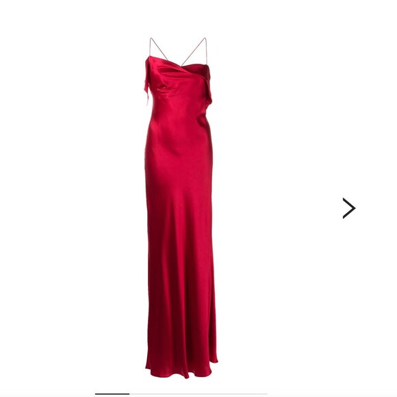 Michelle Mason Silk bias-cut cowl neck gown in ruby red - Picture 2 of 5
